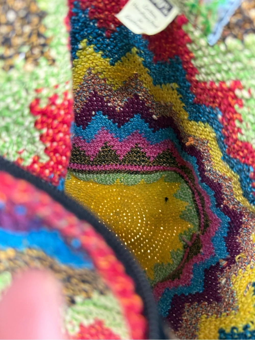 BAMBOO threads Bohemian Multicolor Handcrafted Cotton Knit Crossbody bag